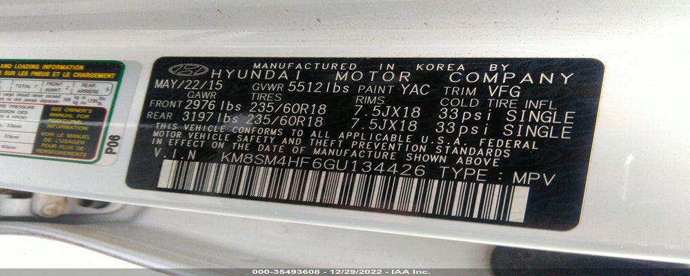 KM8SM4HF6GU134426 2016 HYUNDAI SANTA FE photo no. 9