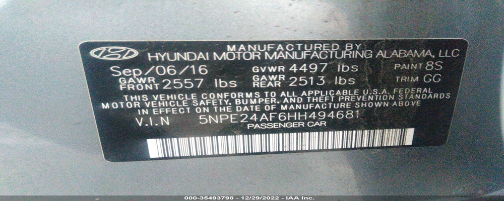 5NPE24AF6HH494681 2017 HYUNDAI SONATA photo no. 9