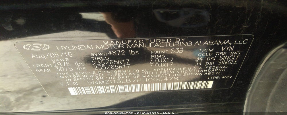 5NMZU3LB7HH006478 2017 HYUNDAI SANTA FE SPORT photo no. 9