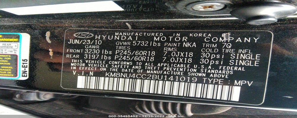 KM8NU4CC2BU141019 2011 HYUNDAI VERACRUZ photo no. 9