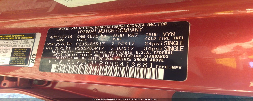 5XYZU3LB9HG413681 2017 HYUNDAI SANTA FE SPORT photo no. 9