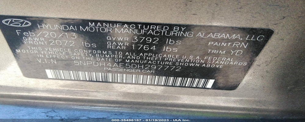 5NPDH4AE5DH297772 2013 HYUNDAI ELANTRA photo no. 9