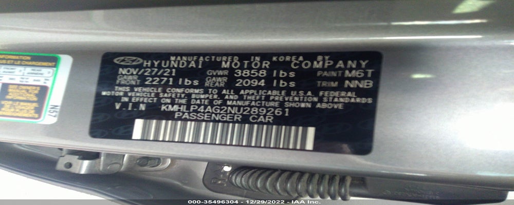 KMHLP4AG2NU289261 2022 HYUNDAI ELANTRA photo no. 9