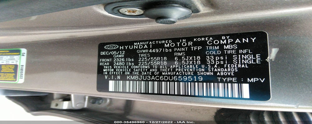 KM8JU3AC6DU659519 2013 HYUNDAI TUCSON photo no. 9