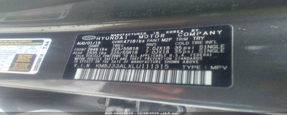 KM8J33ALXLU111315 2020 HYUNDAI TUCSON photo no. 9