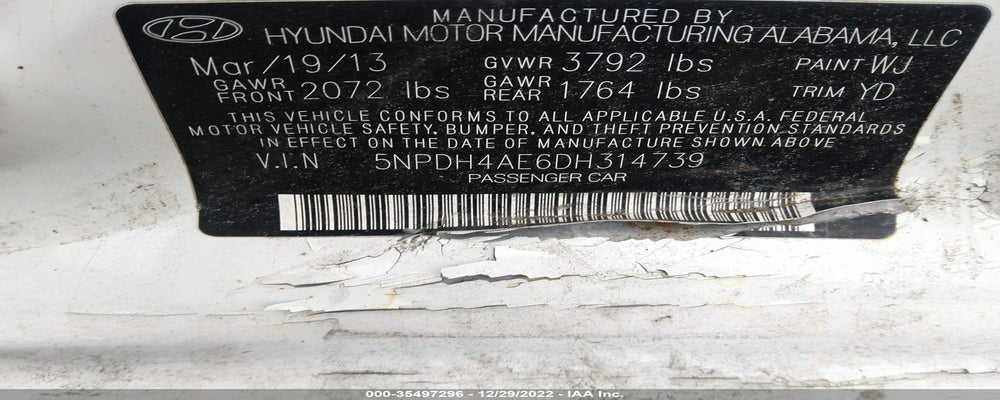 5NPDH4AE6DH314739 2013 HYUNDAI ELANTRA photo no. 9