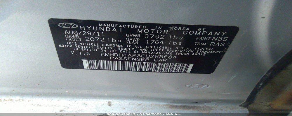 KMHDH4AE3CU285684 2012 HYUNDAI ELANTRA photo no. 9