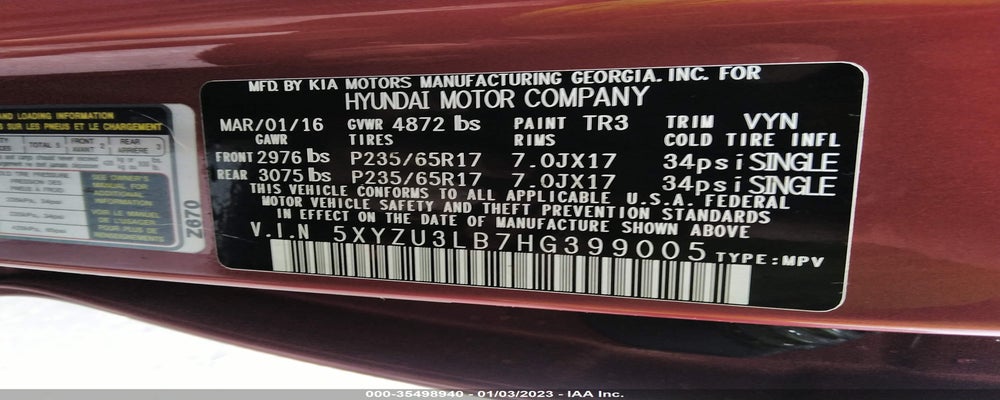 5XYZU3LB7HG399005 2017 HYUNDAI SANTA FE SPORT photo no. 9