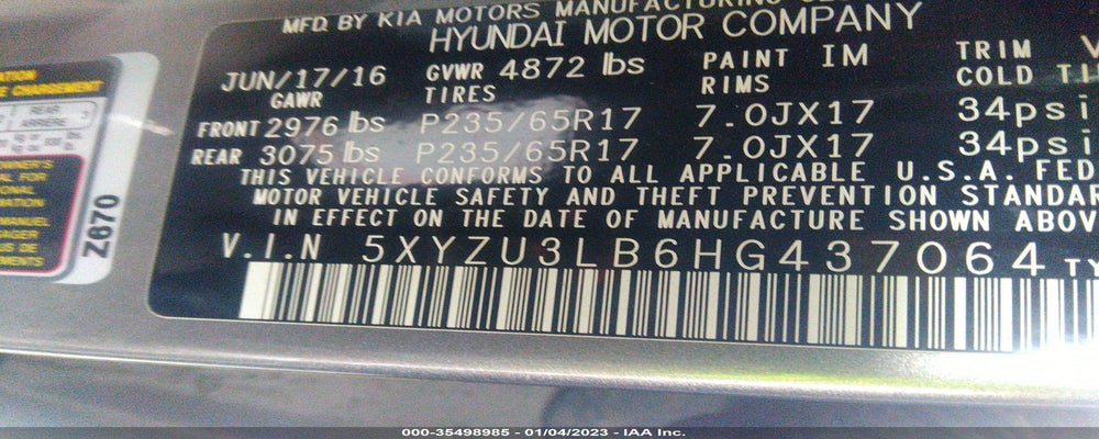 5XYZU3LB6HG437064 2017 HYUNDAI SANTA FE SPORT photo no. 9