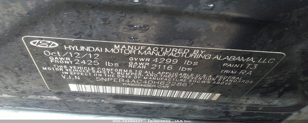 5NPEB4AC4DH622867 2013 HYUNDAI SONATA photo no. 9