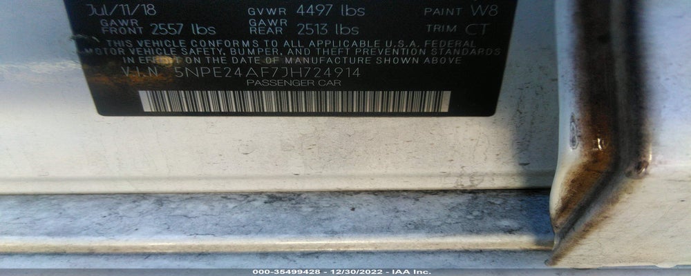 5NPE24AF7JH724914 2018 HYUNDAI SONATA photo no. 9