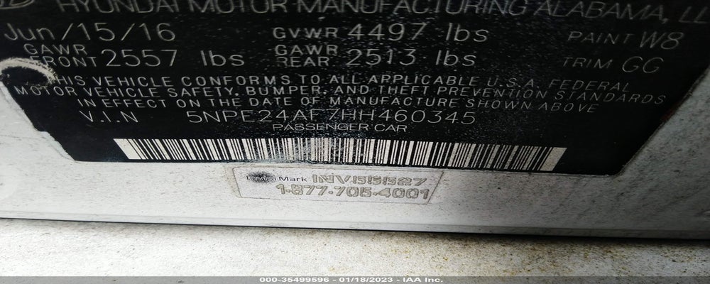 5NPE24AF7HH460345 2017 HYUNDAI SONATA photo no. 9