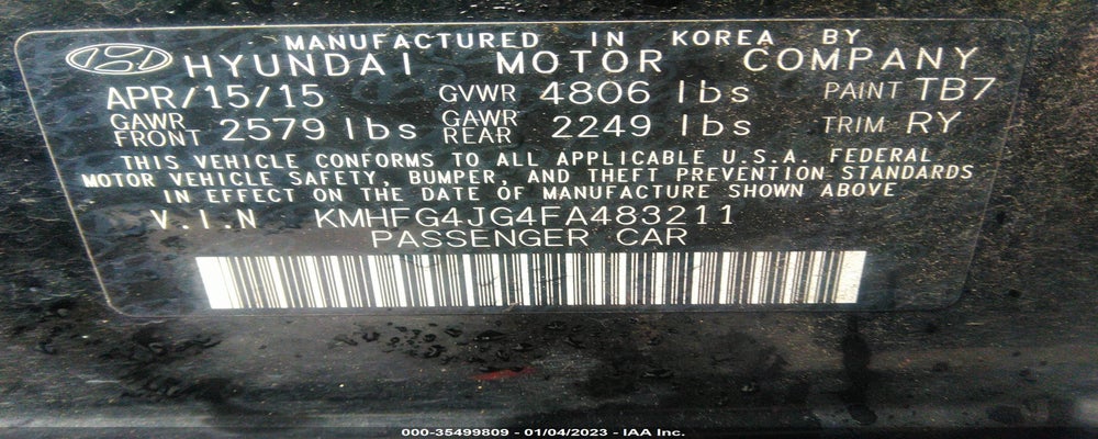 KMHFG4JG4FA483211 2015 HYUNDAI AZERA photo no. 9