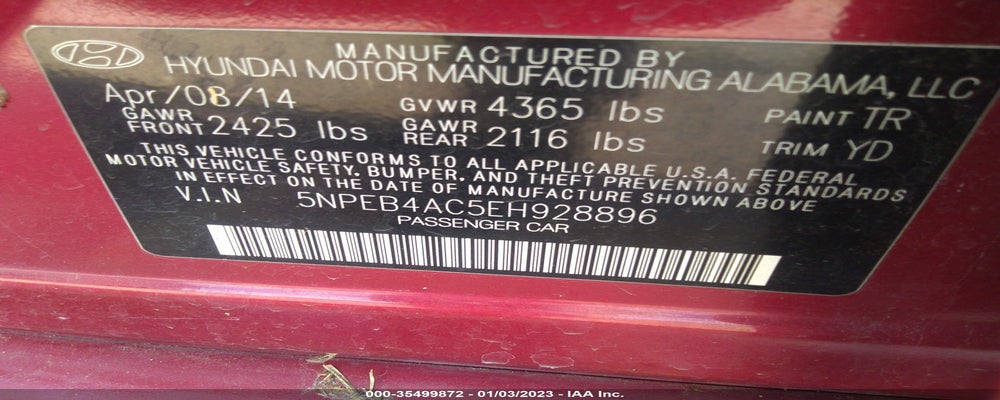 5NPEB4AC5EH928896 2014 HYUNDAI SONATA photo no. 9