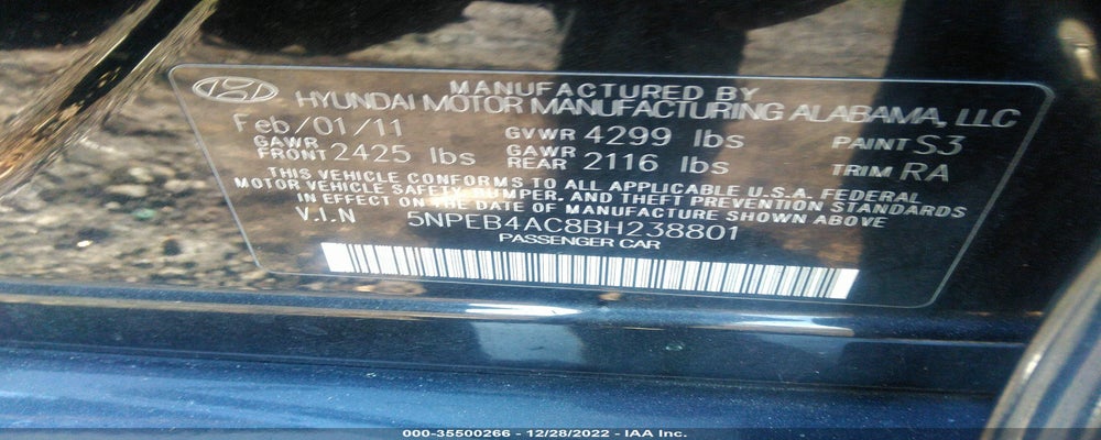 5NPEB4AC8BH238801 2011 HYUNDAI SONATA photo no. 9