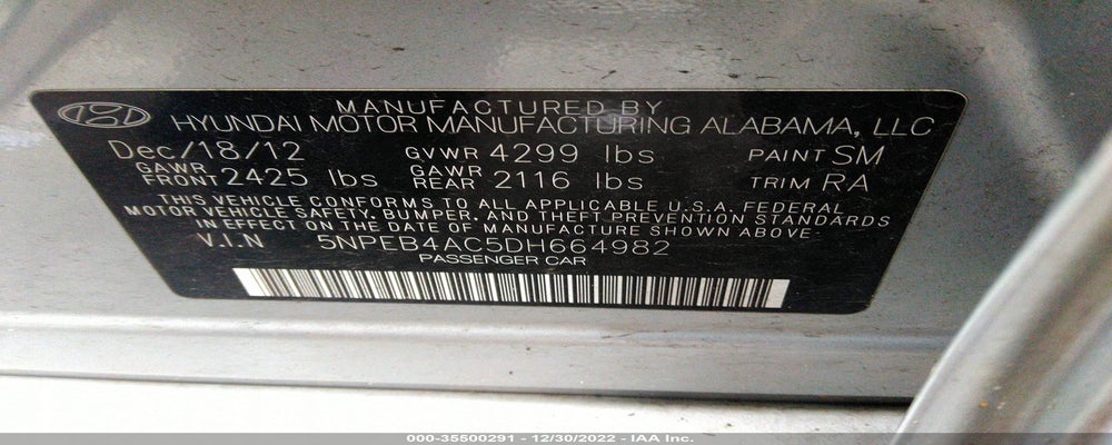 5NPEB4AC5DH664982 2013 HYUNDAI SONATA photo no. 9