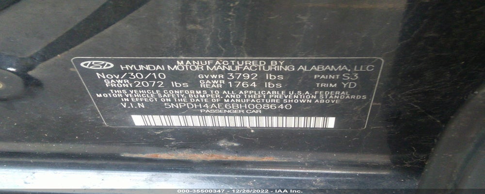 5NPDH4AE6BH008640 2011 HYUNDAI ELANTRA photo no. 9