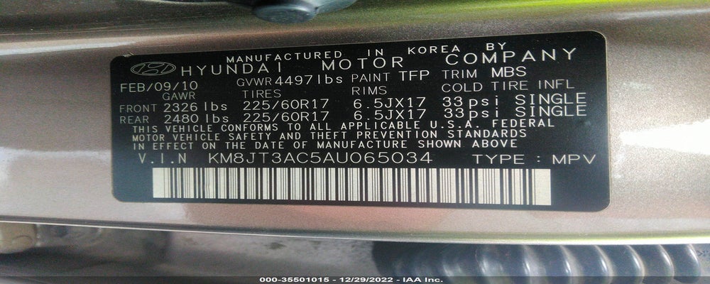KM8JT3AC5AU065034 2010 HYUNDAI TUCSON photo no. 9