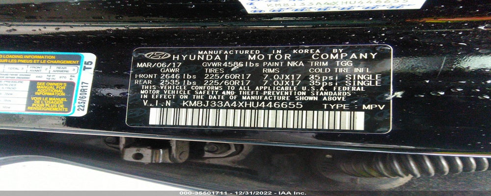 KM8J33A4XHU446655 2017 HYUNDAI TUCSON photo no. 9