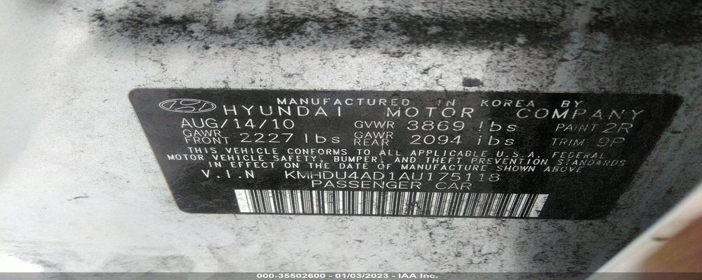 KMHDU4AD1AU175118 2010 HYUNDAI ELANTRA photo no. 9