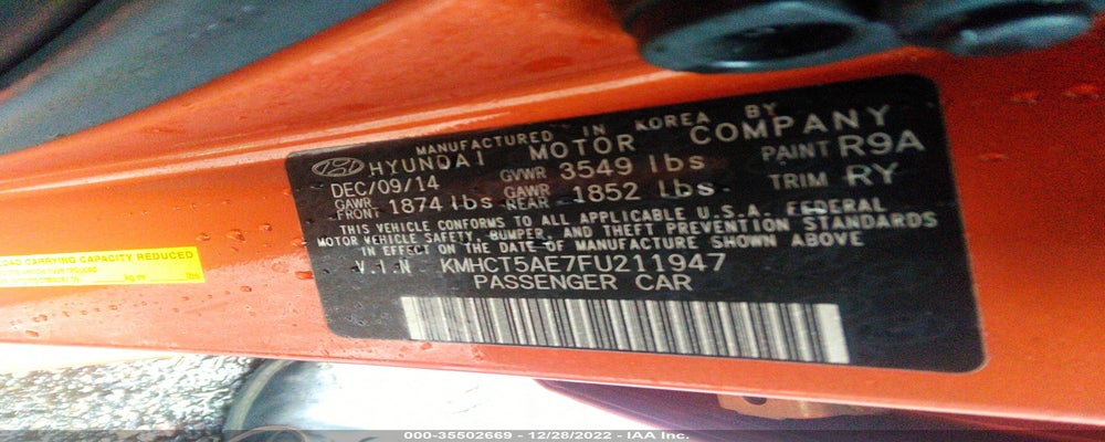 KMHCT5AE7FU211947 2015 HYUNDAI ACCENT photo no. 9