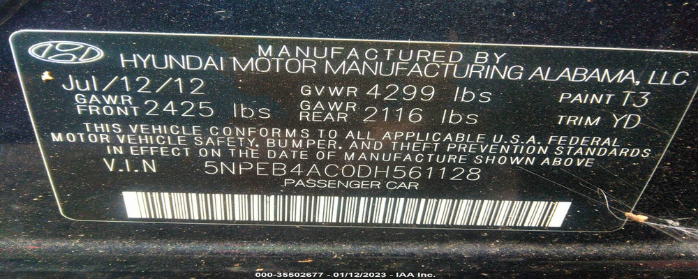 5NPEB4AC0DH561128 2013 HYUNDAI SONATA photo no. 9
