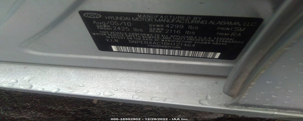 5NPEB4AC1BH121464 2011 HYUNDAI SONATA photo no. 9
