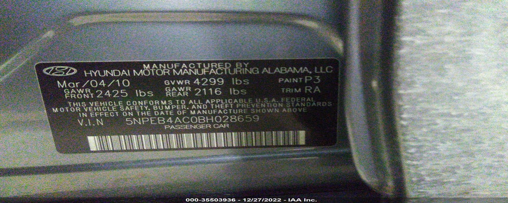 5NPEB4AC0BH028659 2011 HYUNDAI SONATA photo no. 9
