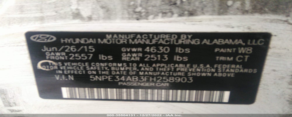 5NPE34AB3FH258903 2015 HYUNDAI SONATA photo no. 9