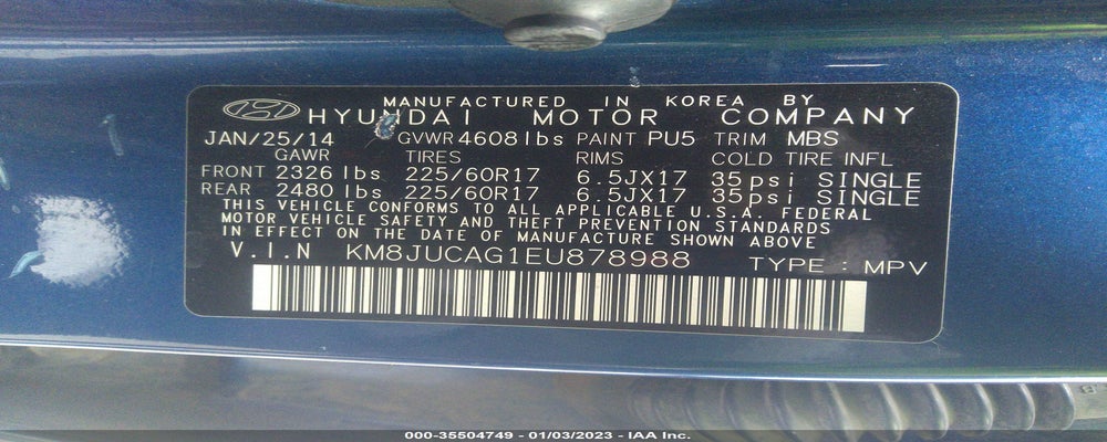 KM8JUCAG1EU878988 2014 HYUNDAI TUCSON photo no. 9