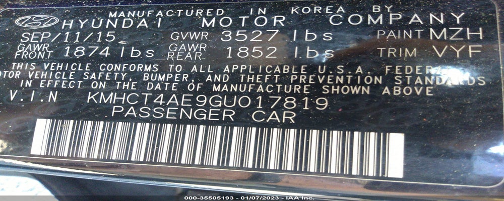 KMHCT4AE9GU017819 2016 HYUNDAI ACCENT photo no. 9