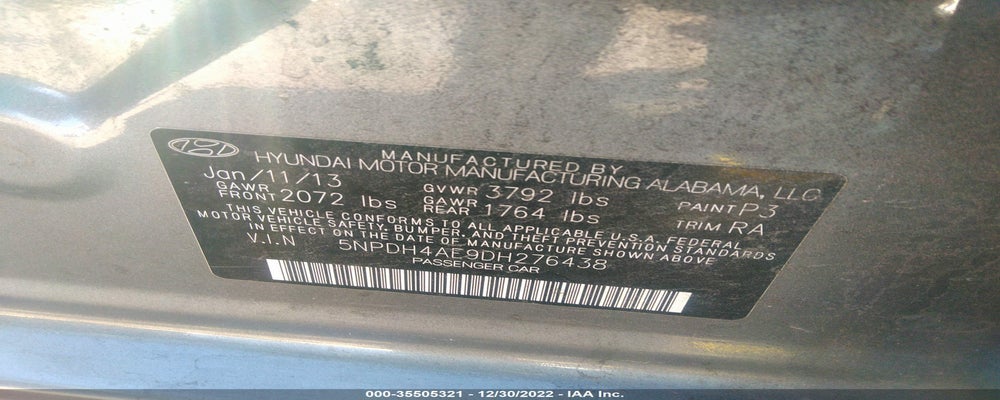 5NPDH4AE9DH276438 2013 HYUNDAI ELANTRA photo no. 9