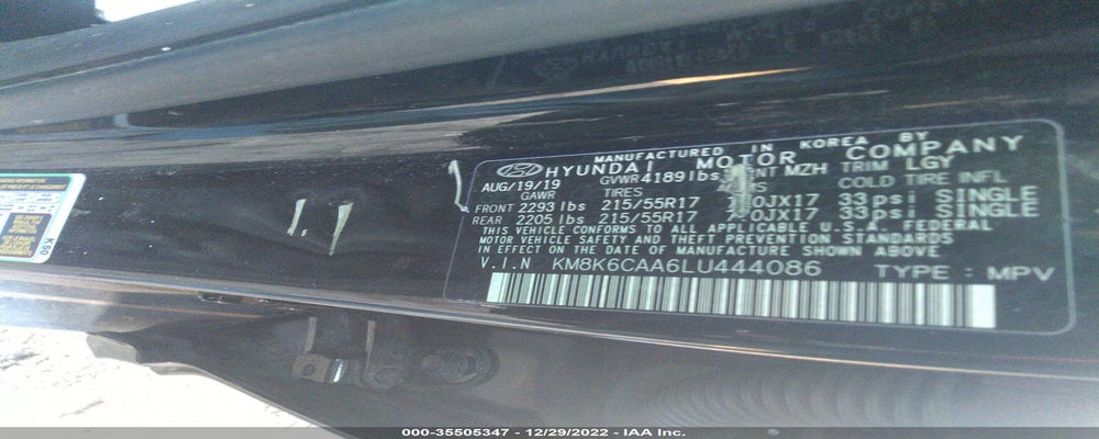 KM8K6CAA6LU444086 2020 HYUNDAI KONA photo no. 9