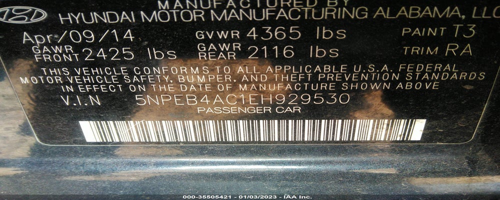 5NPEB4AC1EH929530 2014 HYUNDAI SONATA photo no. 9