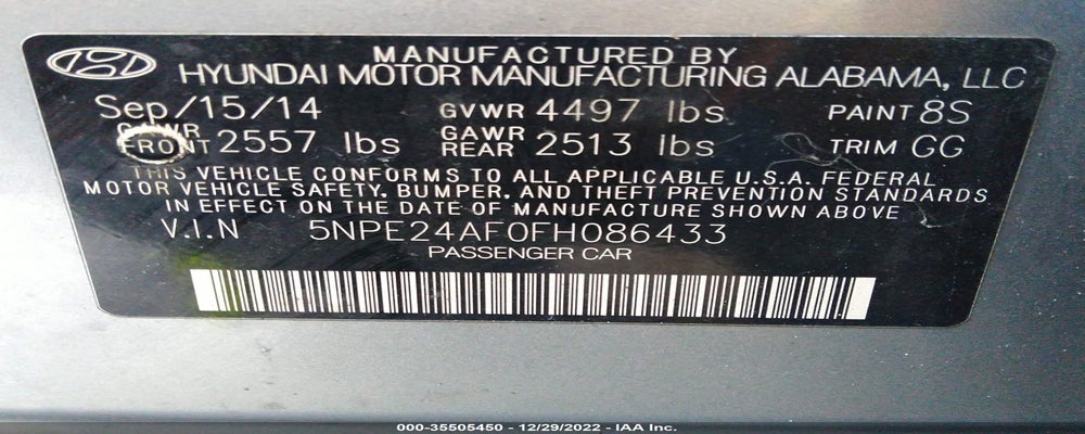 5NPE24AF0FH086433 2015 HYUNDAI SONATA photo no. 9