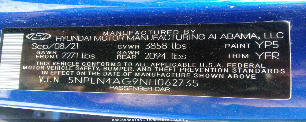 5NPLN4AG9NH062735 2022 HYUNDAI ELANTRA photo no. 9