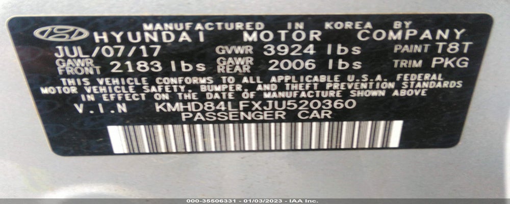 KMHD84LFXJU520360 2018 HYUNDAI ELANTRA photo no. 9