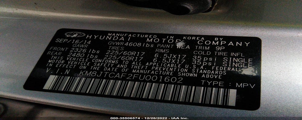KM8JTCAF2FU001602 2015 HYUNDAI TUCSON photo no. 9