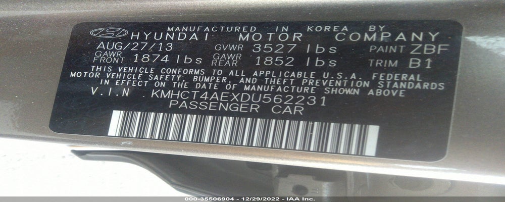 KMHCT4AEXDU562231 2013 HYUNDAI ACCENT photo no. 9