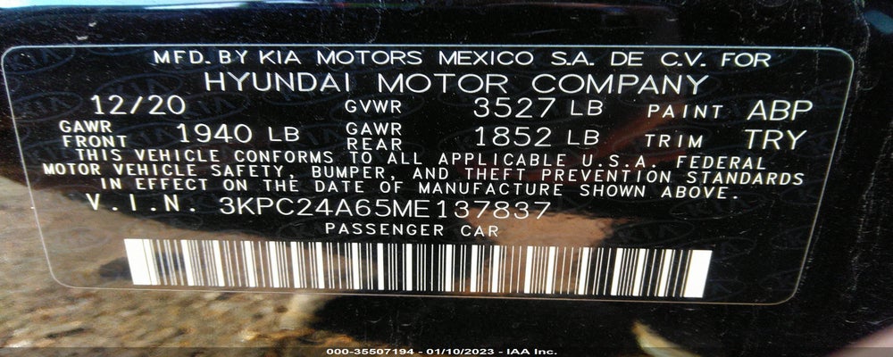 3KPC24A65ME137837 2021 HYUNDAI ACCENT photo no. 9
