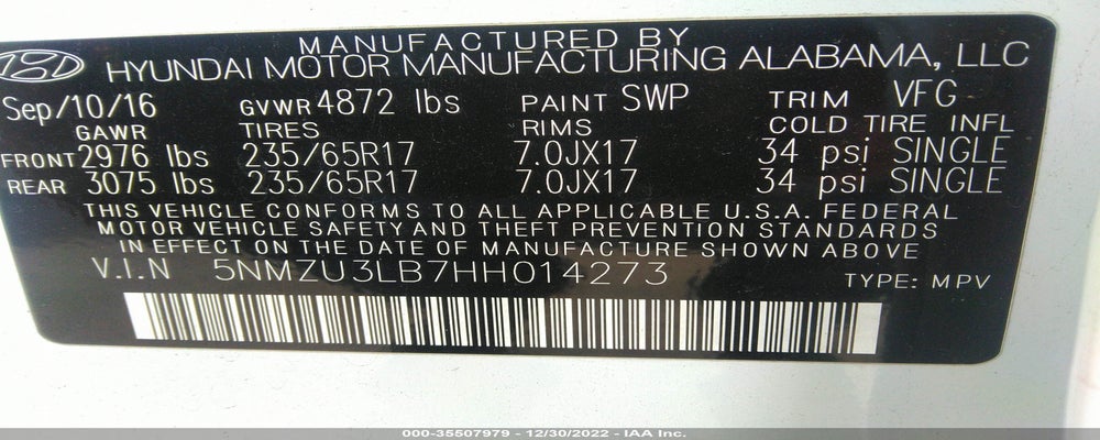 5NMZU3LB7HH014273 2017 HYUNDAI SANTA FE SPORT photo no. 9