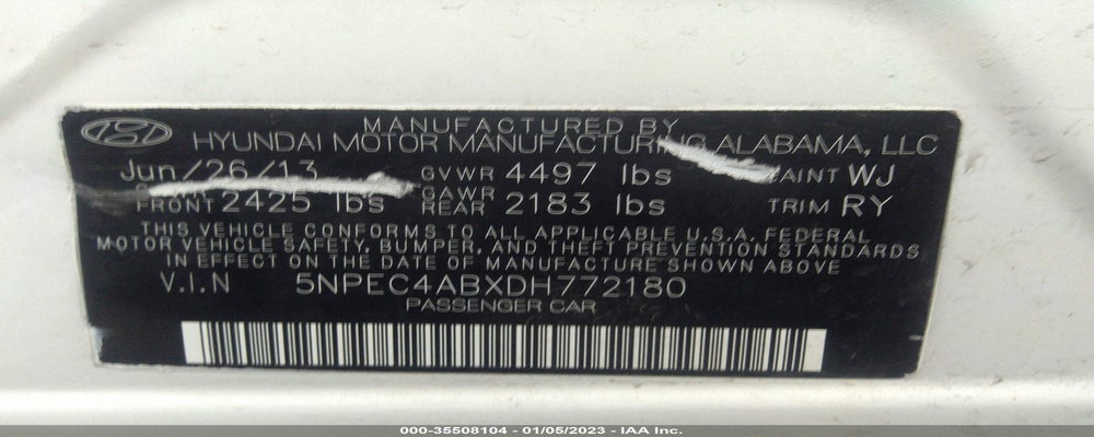 5NPEC4ABXDH772180 2013 HYUNDAI SONATA photo no. 9