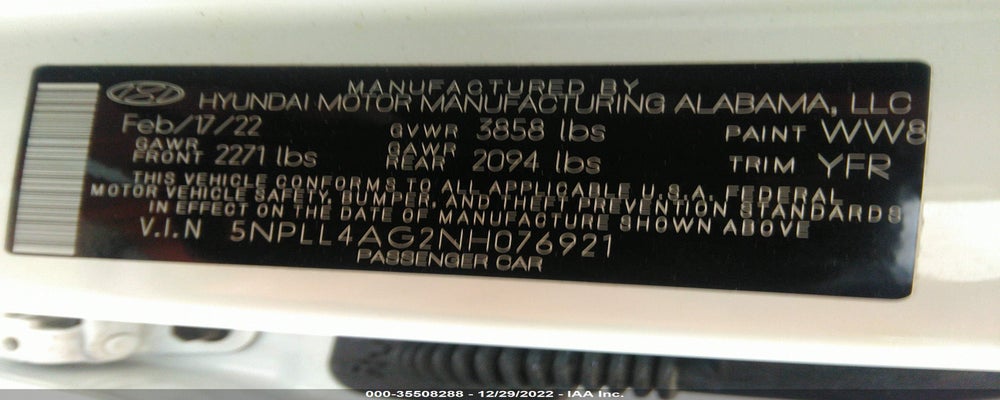 5NPLL4AG2NH076921 2022 HYUNDAI ELANTRA photo no. 9