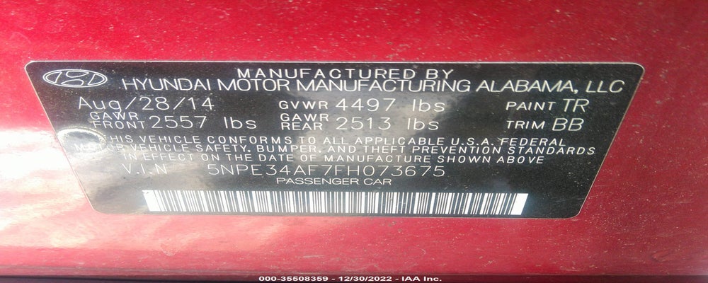 5NPE34AF7FH073675 2015 HYUNDAI SONATA photo no. 9