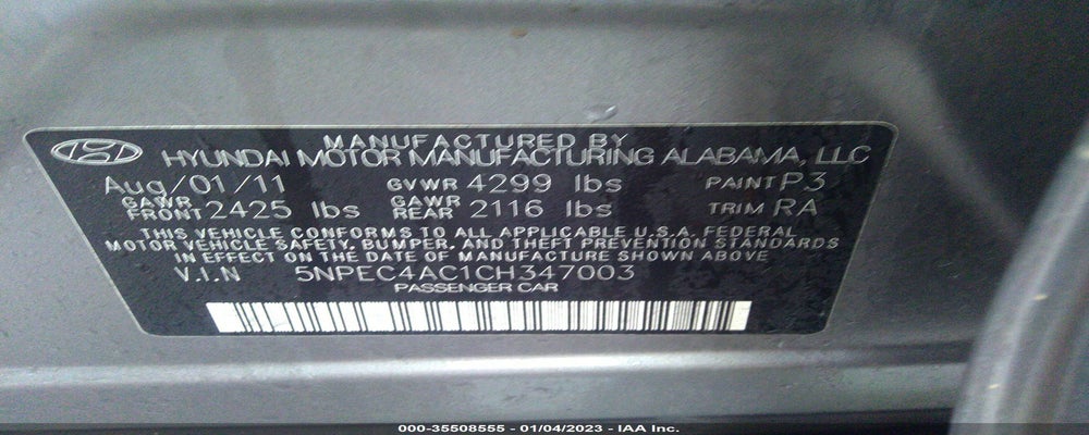 5NPEC4AC1CH347003 2012 HYUNDAI SONATA photo no. 9