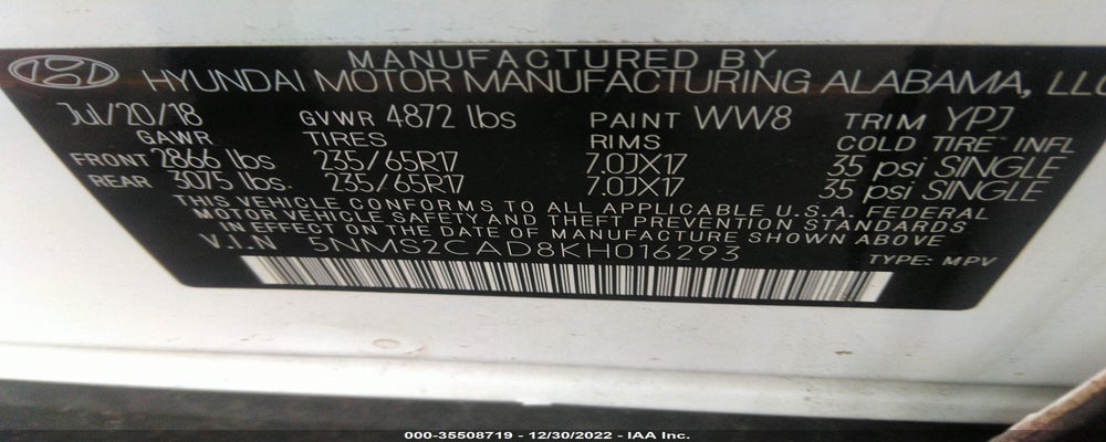 5NMS2CAD8KH016293 2019 HYUNDAI SANTA FE photo no. 9