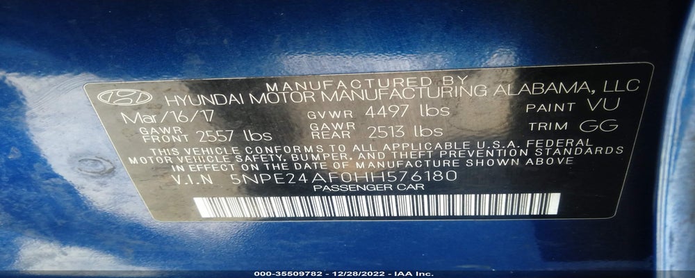5NPE24AF0HH576180 2017 HYUNDAI SONATA photo no. 9