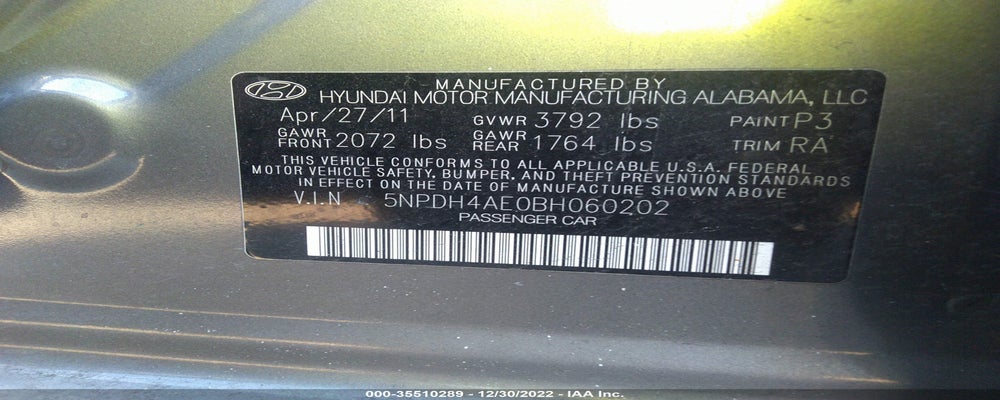 5NPDH4AE0BH060202 2011 HYUNDAI ELANTRA photo no. 9