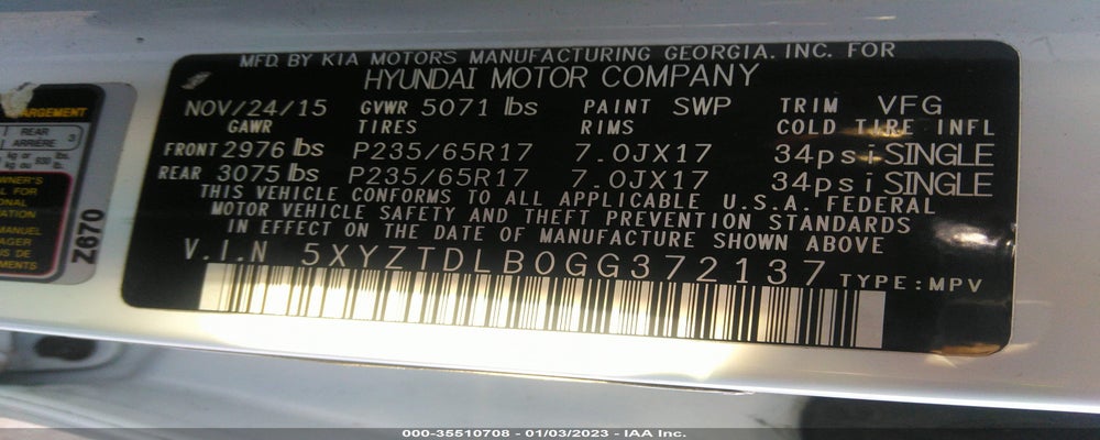 5XYZTDLB0GG372137 2016 HYUNDAI SANTA FE SPORT photo no. 9