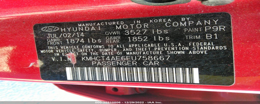 KMHCT4AE6EU758667 2014 HYUNDAI ACCENT photo no. 9